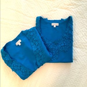 Joseph A. sweater set, cerulean blue, size small